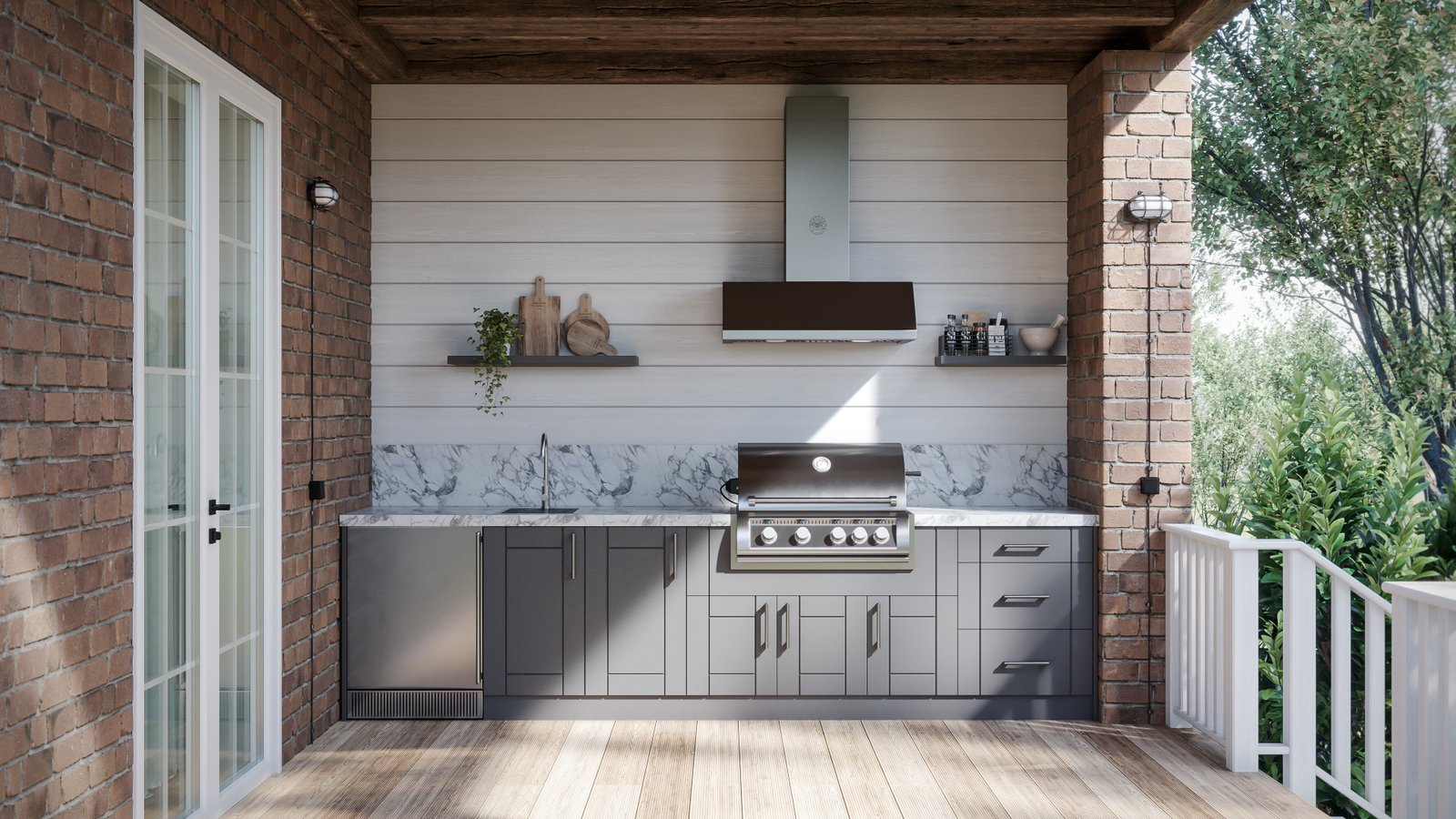 WeatherStrong light gray outdoor cabinet installation
